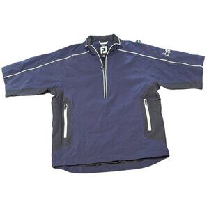 DryJoys FJ Men's Windbreaker Size M S/S Dark Blue/Black Accents Pullover‎ |E1